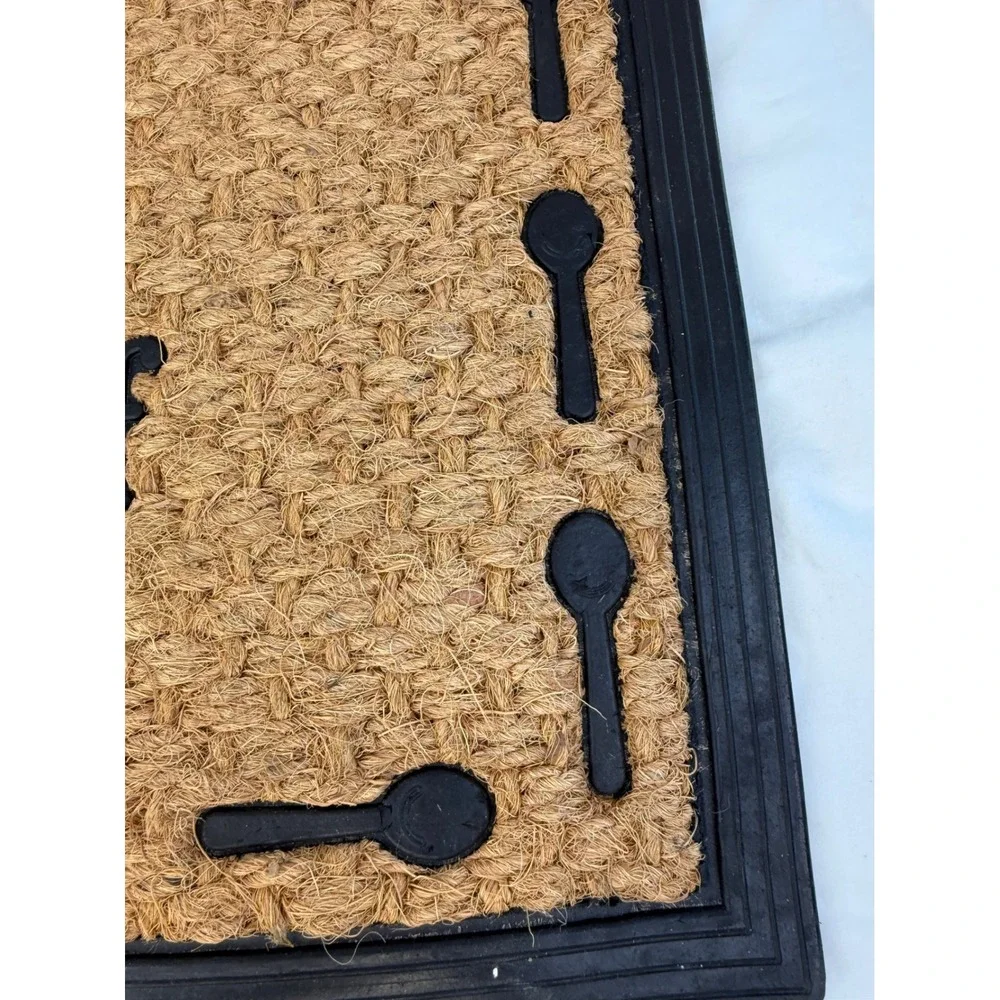 Pampered Chef Welcome Doormat Coir Rubber Backed Measuring Spoon Border 30x18